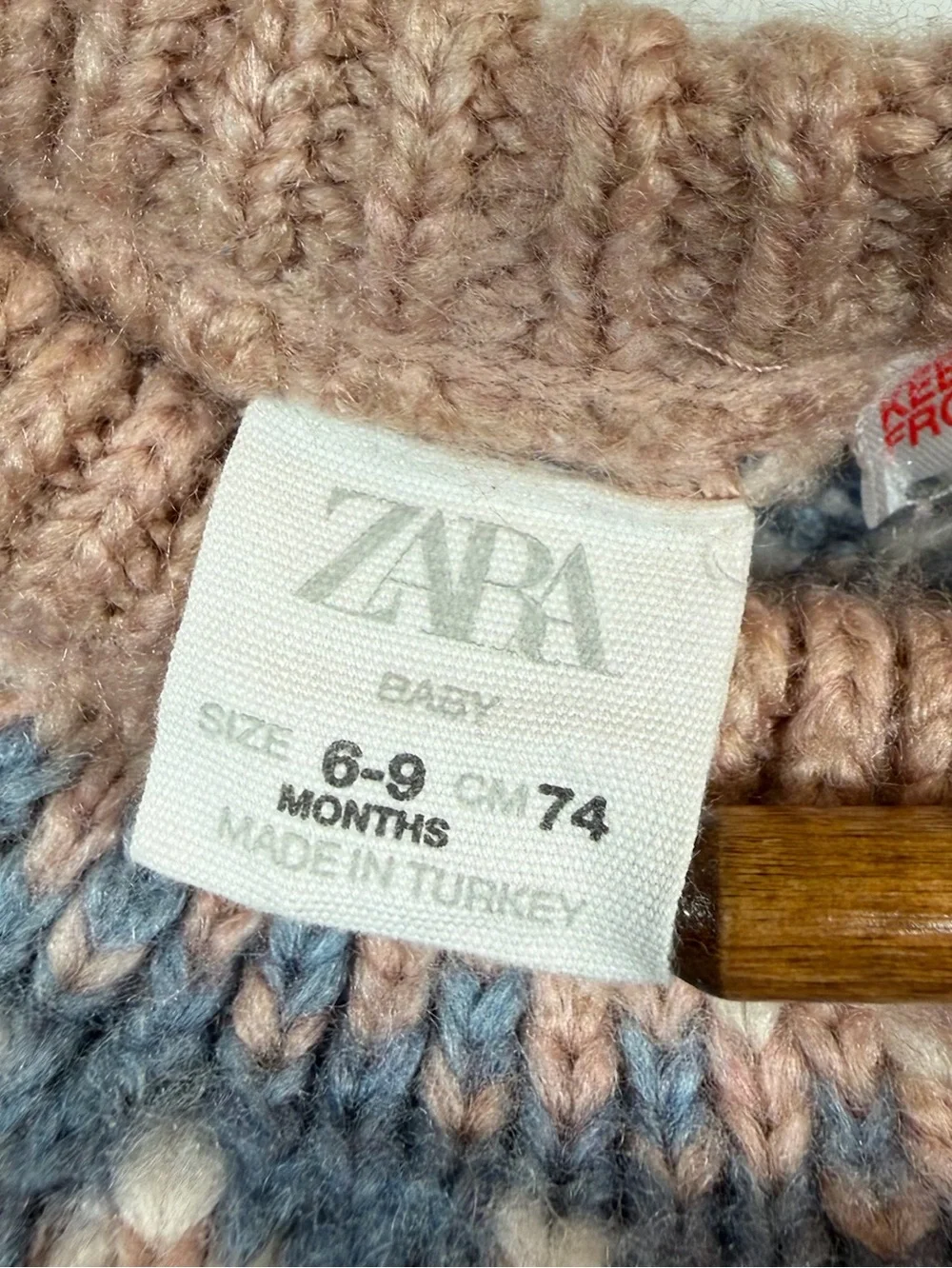 ZARA Baby Girls Fair Isle Knit Sweater Size 6-9 Months Cozy Nordic Cottagecore
